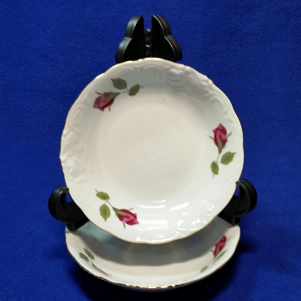 Royal Kent Red Roses Dessert Bowl Set Sauce Fruit Set of 2 Poland Pre-Owned